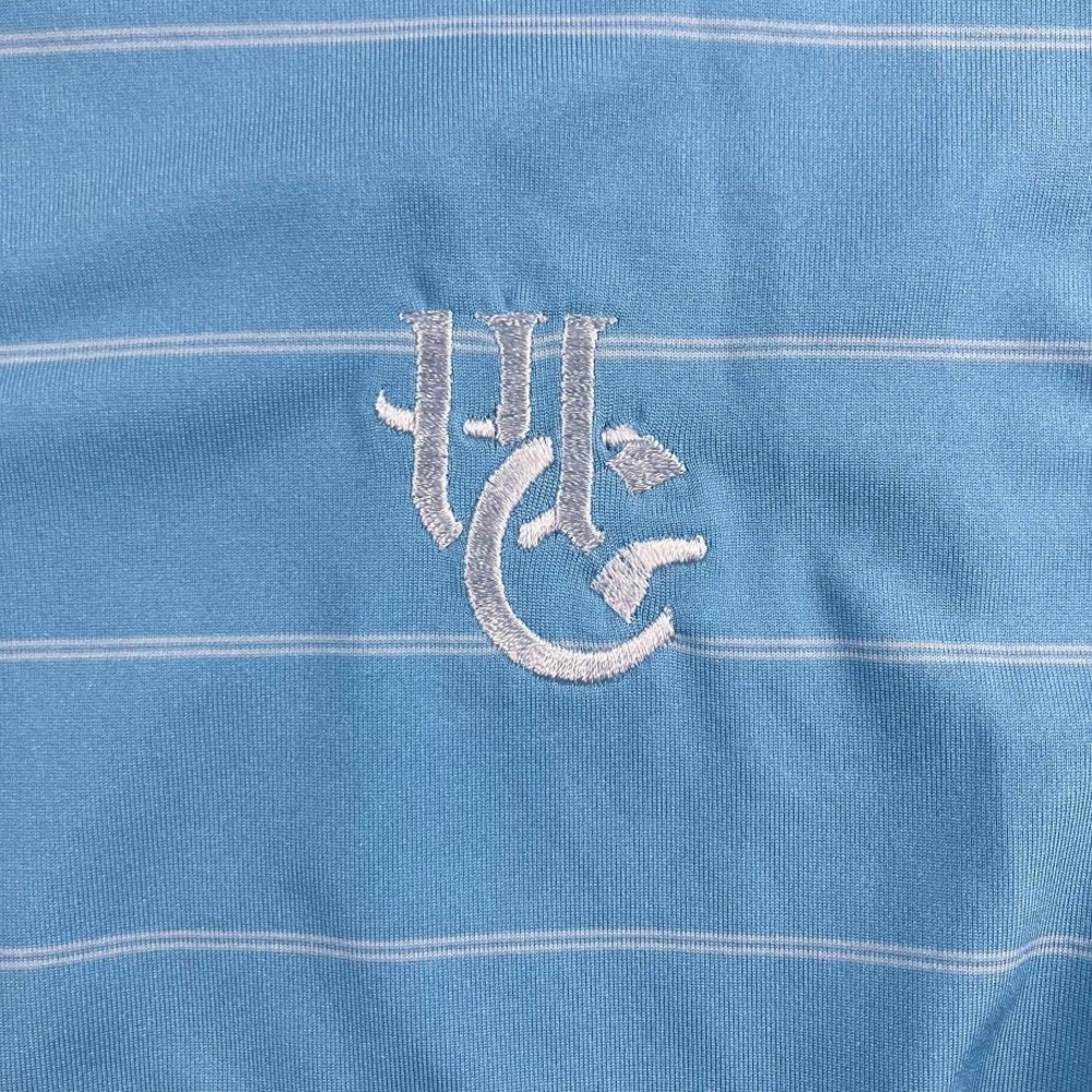 FootJoy Mens Large Light Blue Striped Short Sleeve Golf Polo Shirt FJ Logo - Picture 8 of 12